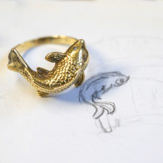 9ct Yellow Gold Koi Fish Ring