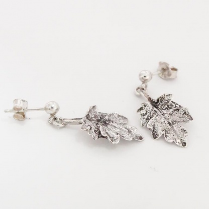 Sterling Silver Chrysanthemum Leaf Earrings