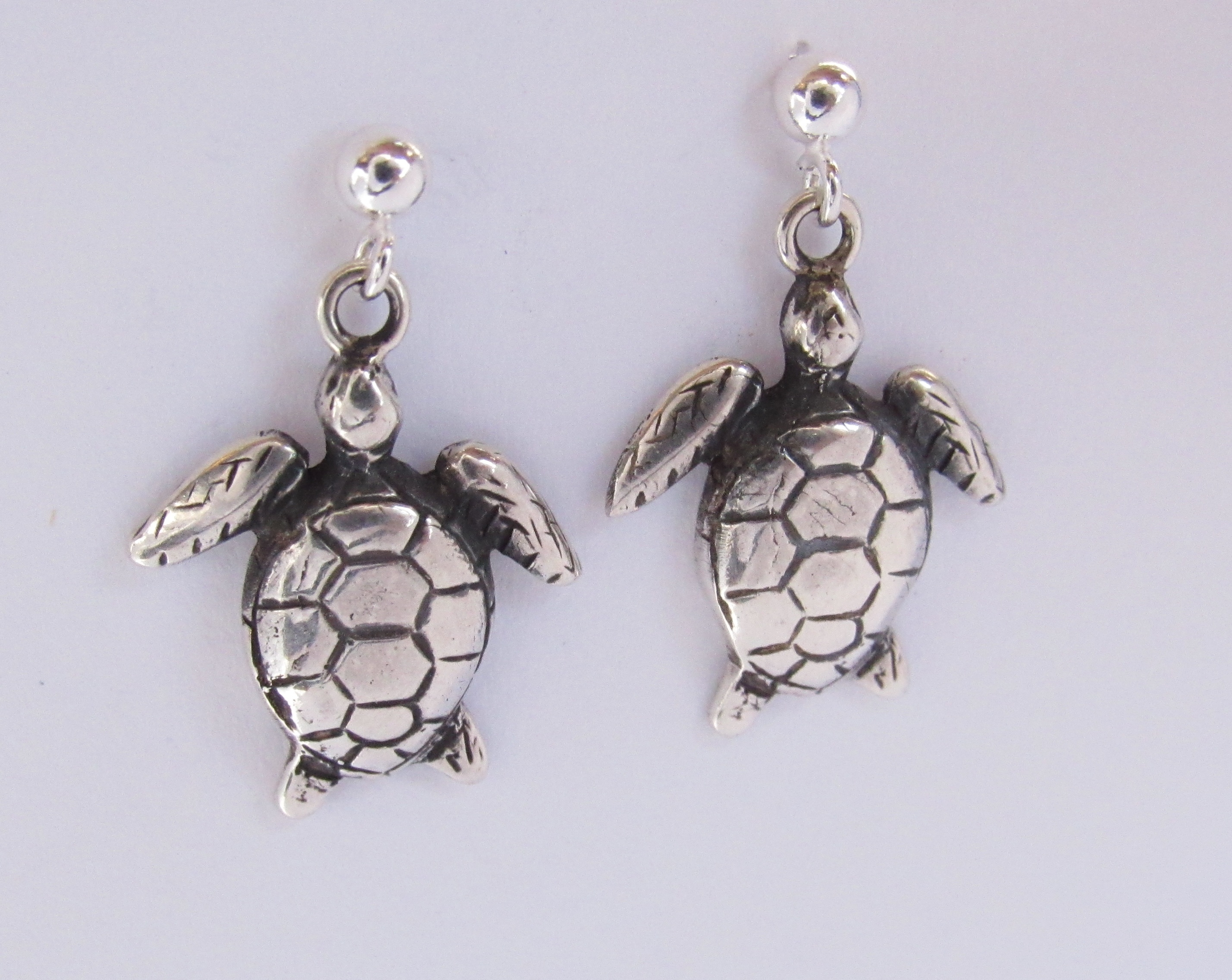 Sterling Silver Sea Turtle Earrings | Goldfish Jewellery Design Studio