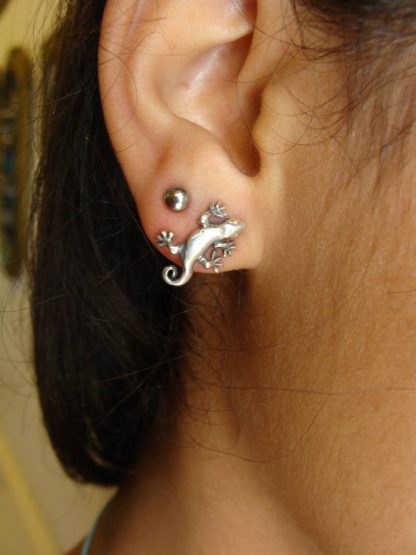 Sterling Silver Gecko Earrings - Goldfish Jewellery Design Studio