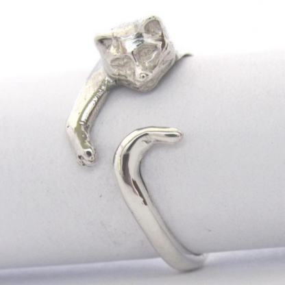 Sterling Silver Wraparound Cat Ring - Goldfish Jewellery Design Studio