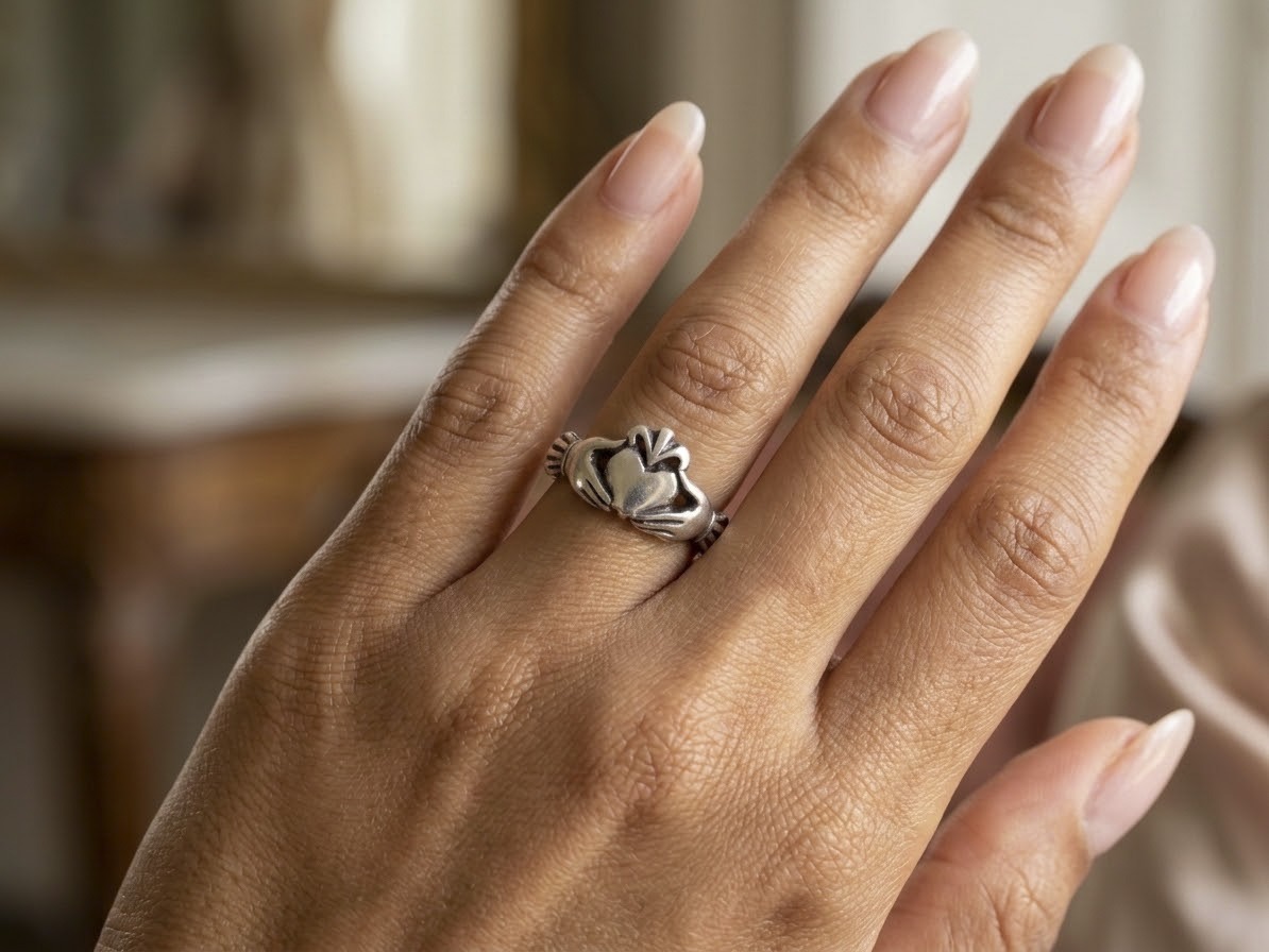 Claddagh ring on hand