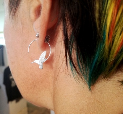 sterling silver hummingbird earrings - goldfish jewellery design studio