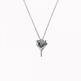 Sterling Silver Small Protea Charm on Chain