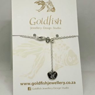 Sterling Silver Small Pansy Shell Charm on Slider Bracelet - Goldfish Jewellery Design Studio