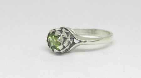 Sterling Silver Small Protea Peridot Ring - Goldfish Jewellery Design Studio