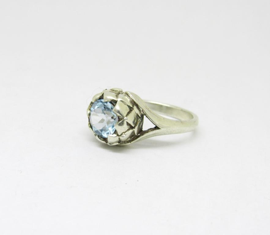 Sterling Silver Large Protea Ring with Topaz Gemstone - Goldfish Jewellery Design Studio