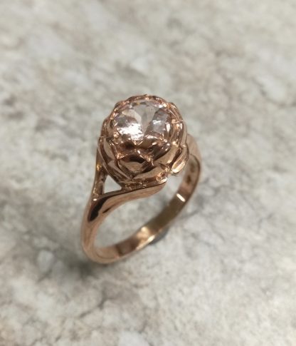 9ct Rose Gold Large Protea Morganite Ring - Goldfish Jewellery Design Studio