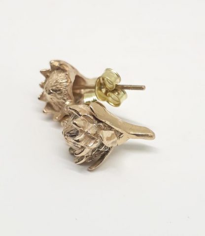 9ct Yellow Gold Small Protea Earrings | Goldfish Jewellery Design Studio