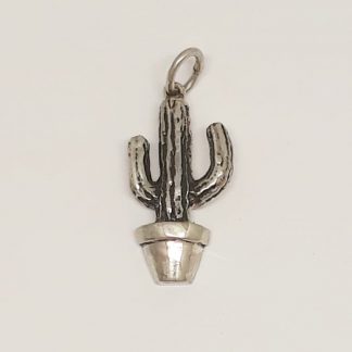 Sterling Silver Large Cactus Pendant - Goldfish Jewellery Design Studio