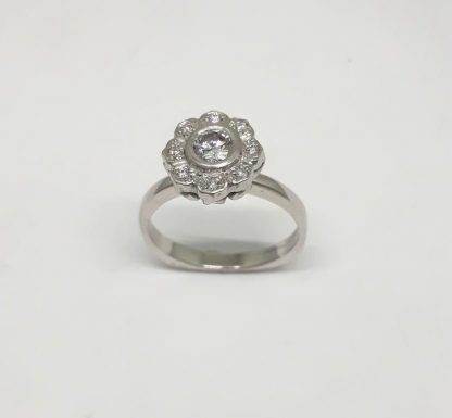 9ct White Gold Diamond Flower Ring - Goldfish Jewellery Design Studio