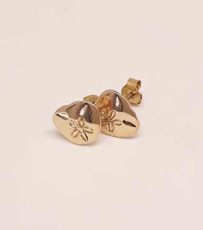 9ct Yellow Gold Small Pansy Shell Earrings - Goldfish Jewellery Design Studio