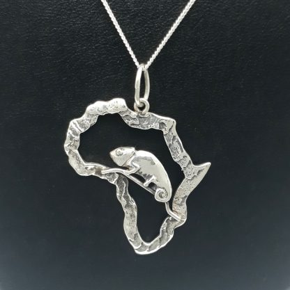 Sterling Silver Africa Chameleon Pendant - Goldfish Jewellery Design Studio