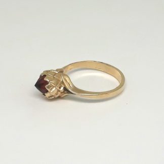 9ct Yellow Gold Small Protea Garnet Ring - Goldfish Jewellery Design Studio