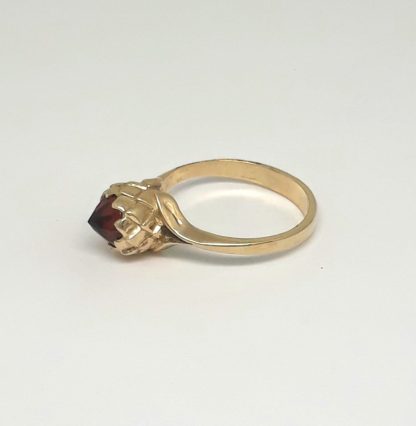 9ct Yellow Gold Small Protea Garnet Ring - Goldfish Jewellery Design Studio