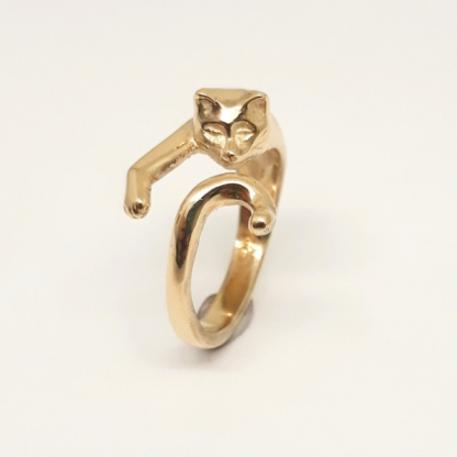 9ct Yellow Gold Wraparound Cat Ring - Goldfish Jewellery Design Studio