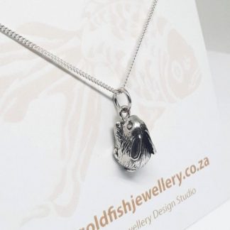 Sterling Silver Bunny Charm on Chain - Goldfish Jewellery Design Studio