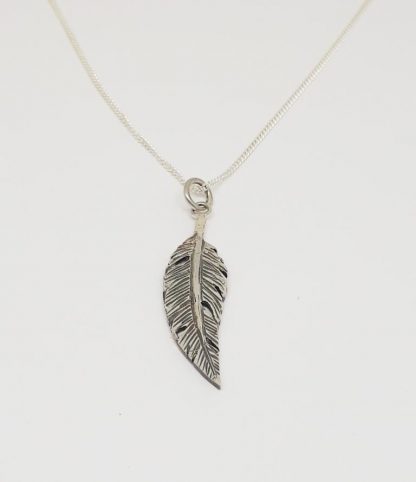 Sterling Silver Feather Charm on Chain - Goldfish Jewellery Design Studio