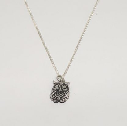 Sterling Silver Owl Charm on Chain - Goldfish Jewellery Design Studio