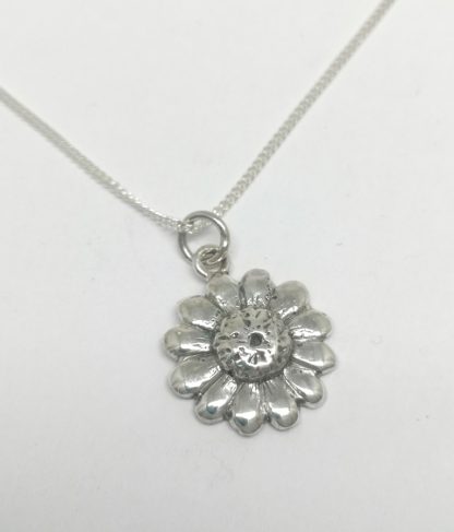 Sterling Silver Downward Daisy Charm on Chain - Goldfish Jewellery Design Studio