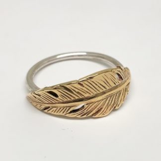 Sterling Silver with 9ct Gold Feather Stack Ring - Goldfish Jewellery Design Studio