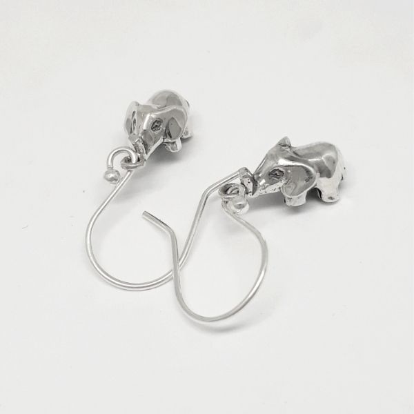 Sterling Silver 3D Elephant Earrings - Goldfish Jewellery Design Studio