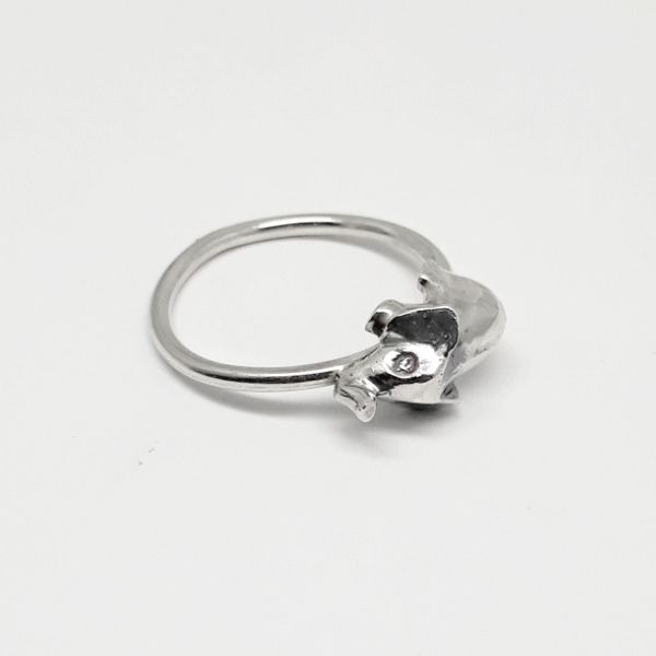 Sterling Silver 3D Elephant Stack Ring - Goldfish Jewellery Design Studio