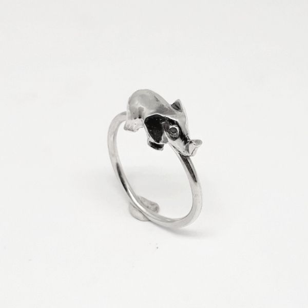 Sterling Silver 3D Elephant Stack Ring - Goldfish Jewellery Design Studio