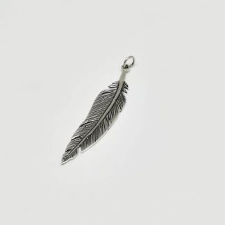 Sterling Silver Large Feather Pendant - Goldfish Jewellery Design Studio