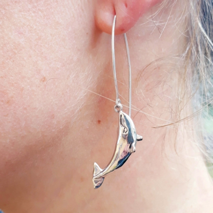 Sterling Silver Whale Earrings - Goldfish Jewellery Design Studio
