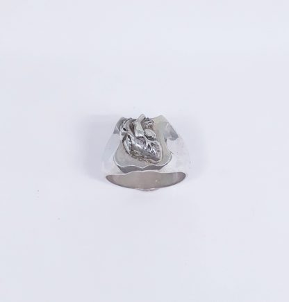 Sterling Silver Anatomical Heart Shield Ring - Goldfish Jewellery Design Studio