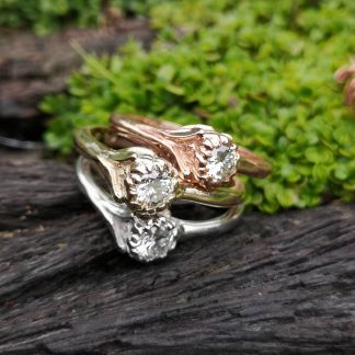 9ct Gold Protea Diamond Stack Ring - Goldfish Jewellery Design Studio