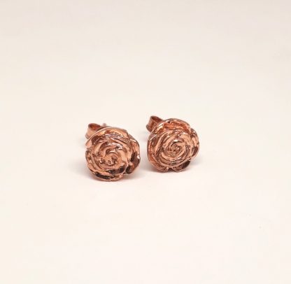 9ct Rose Gold 3D Rose Earrings - Goldfish Jewellery Design Studio