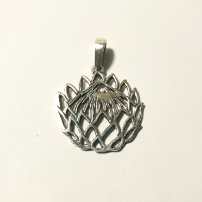 Sterling Silver Cut-Out Protea Pendant - Goldfish Jewellery Design Studio