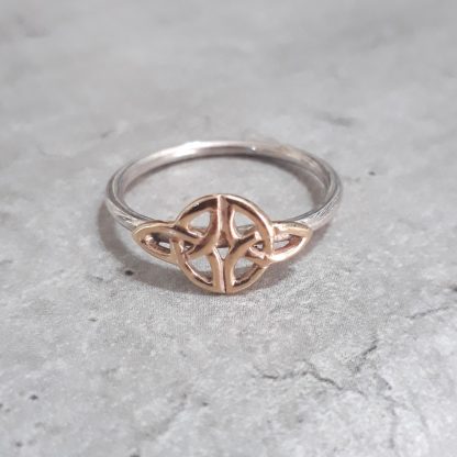 Sterling Silver with 9ct Gold Celtic Weave Stack Ring - Goldfish Jewellery Design Studio