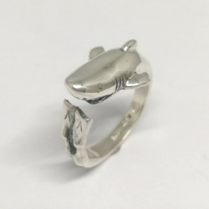 Sterling Silver Wraparound Shark and Diver Ring - Goldfish Jewellery Design Studio