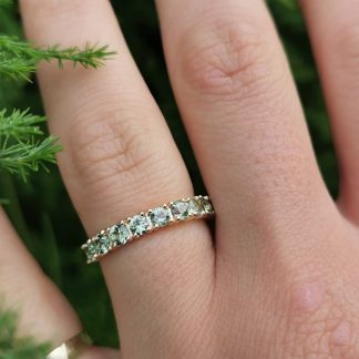 Green Sapphire Half Eternity in 9ct Yellow Gold