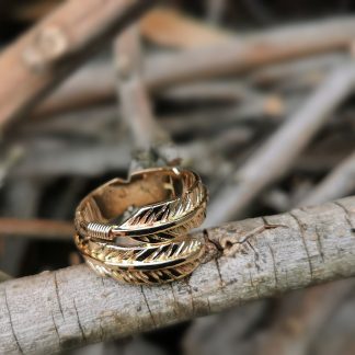 9ct Yellow Gold Feather Wrap Ring