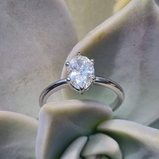 1carat oval lab grown ring 9ct white gold