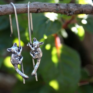 bushbaby galago or nagapie silver earrings