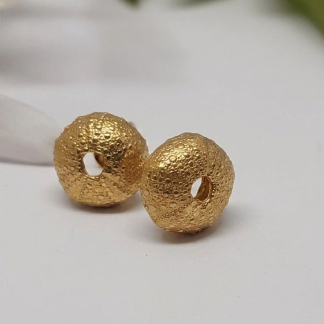 Pair of 9ct yellow gold small sea urchin stud earrings with textured detail